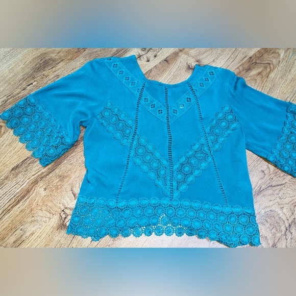 Haut Fille Self Esteem - Taille 14/16 - Imprimé Coeurs Violet Et Blanc, Sequins Et Volants - Occasion Très Bon état